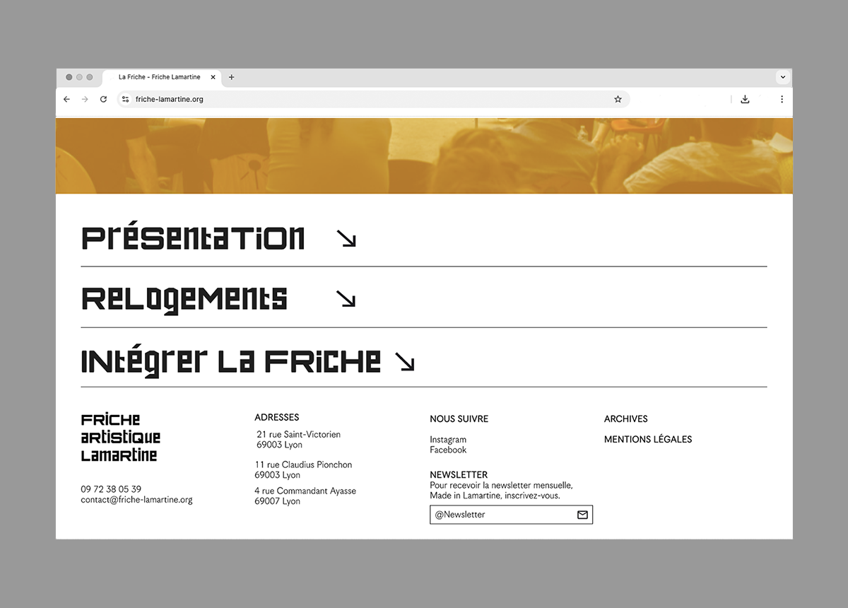 Page de présentation de la Friche