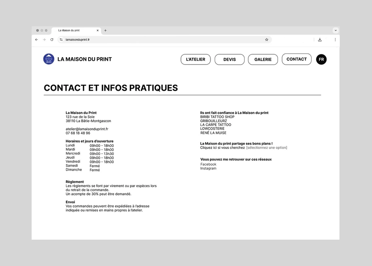 Page de contact