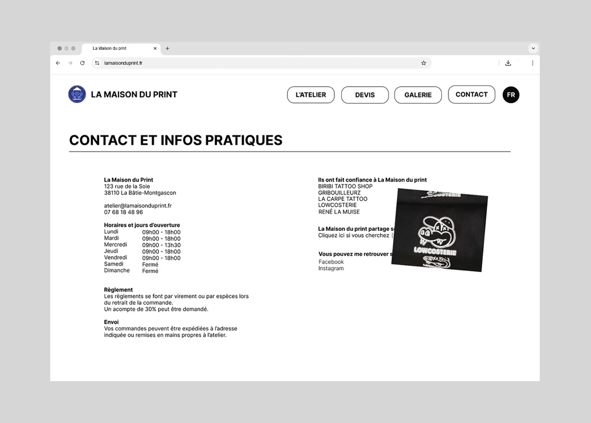Page de contact - clients